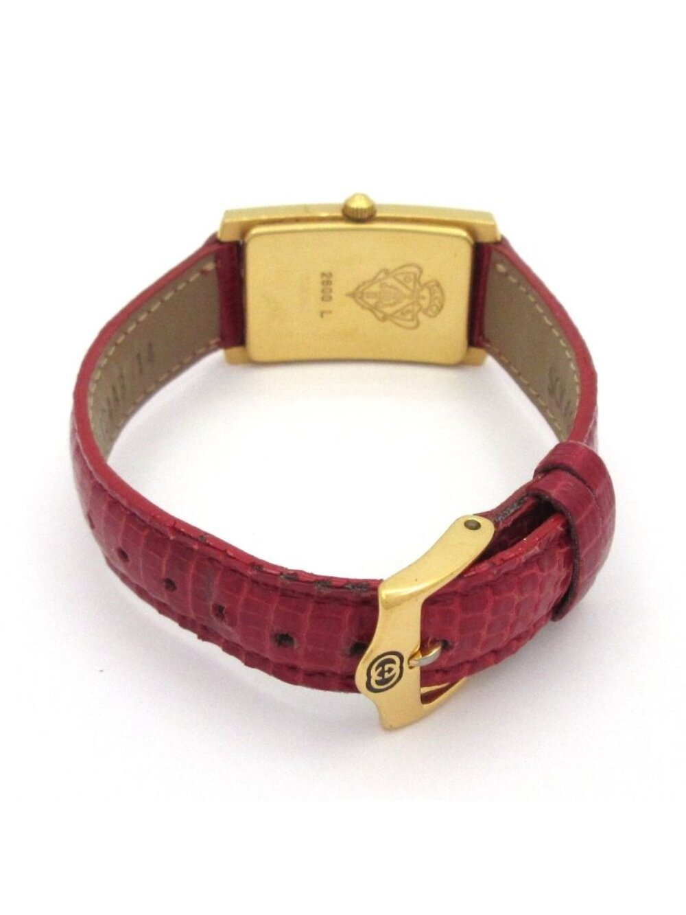 Gucci Watch Rectangular Case Silver Red - Picture 3 of 6